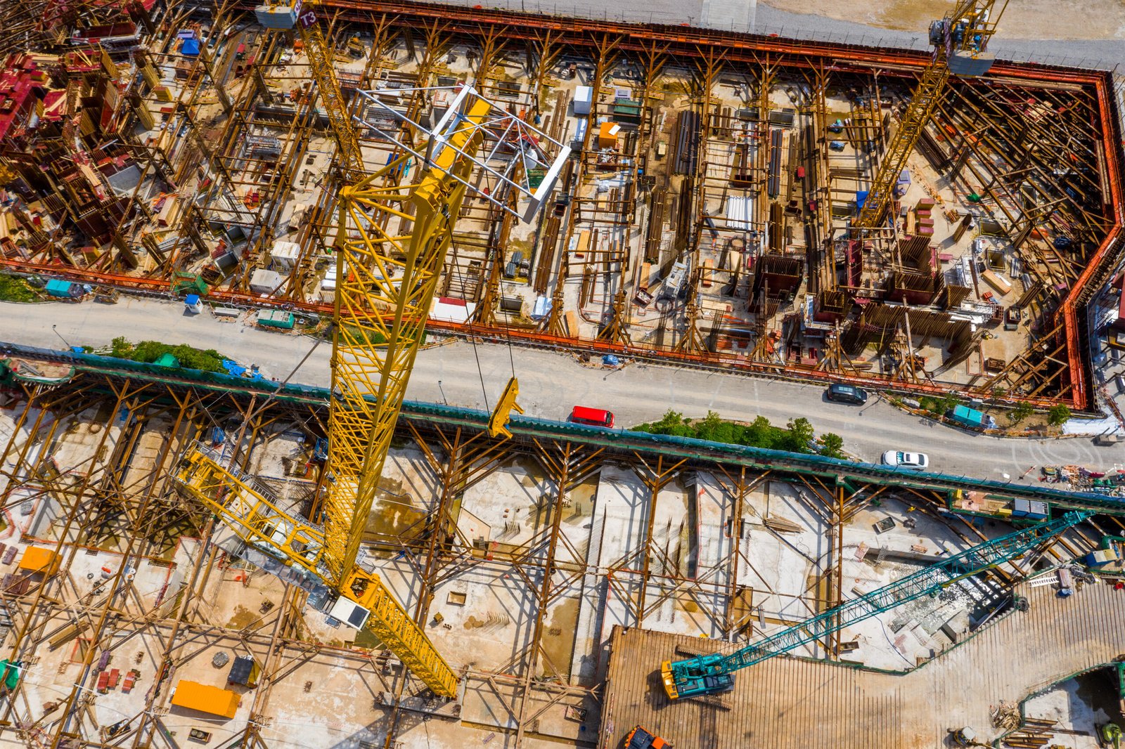 Kai Tak, Hong Kong 12 May 2019: Top view of Hong Kong construction site